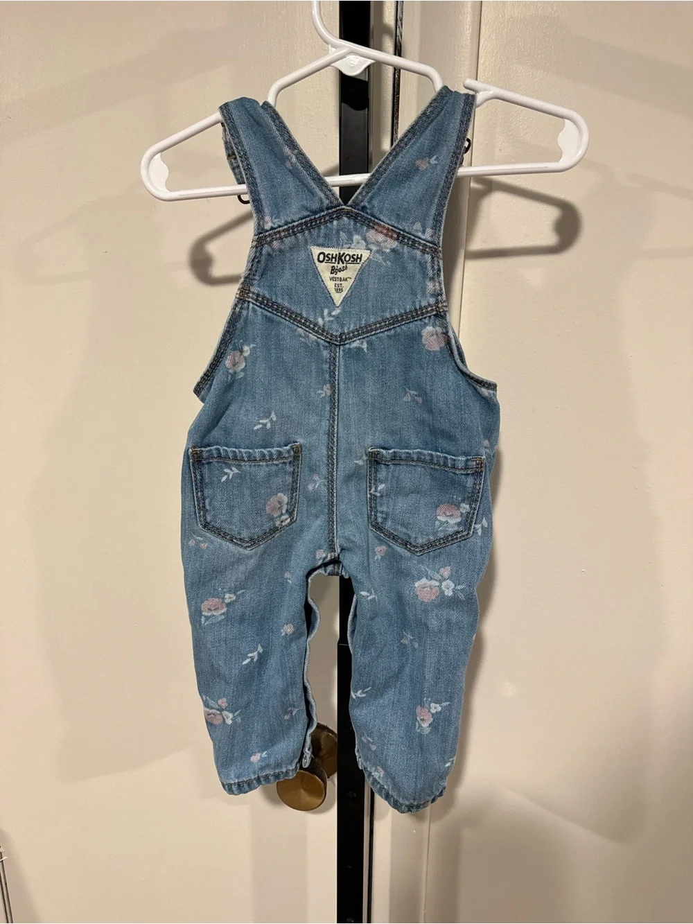 OshKosh Denim Baby Overalls with Floral Pattern infant 3-6mo